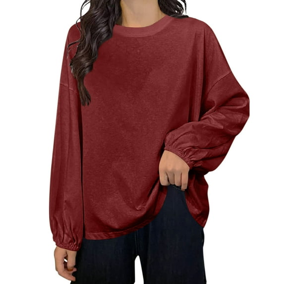Siilsaa Women's Crewneck Sweatshirt with High-Low Hem A,XL
