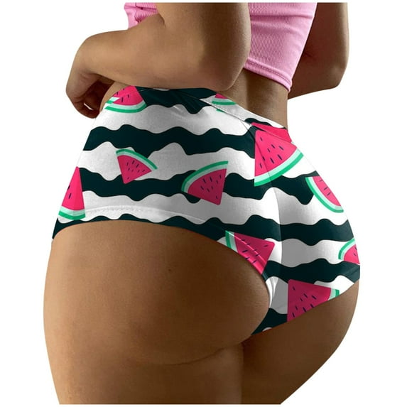 Siilsaa Women's Fashion Sexy High Wais Underwear Printed Seamless Breathable Underwear Sexy Briefs Panties Women's Exotic Underwear Black,3XL