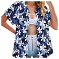 thumbnail image 1 of Siilsaa Women's Hawaiian Button Down Shirts Casual Short Sleeve Floral Tropic Print Summer Blouse Tunic Top Blue,S, 1 of 5
