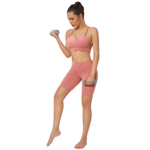 Siilsaa Women's Inbarely Bralettes Cami Bras No Underwire Wireless Seamless Unlined Comfort Sports Bra Pink,M