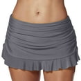 thumbnail image 1 of Siilsaa Women's Low Rise Ruched Ruffle Swim Skirt with Hipster Bikini Swimsuits Tummy Control Bottoms Grey,M, 1 of 4