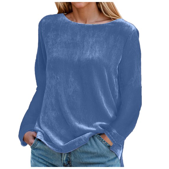Siilsaa Women's Oversized Sweaters 2024 Fall Crewneck Batwing Sleeve Pullover Sweaters Blue,2XL