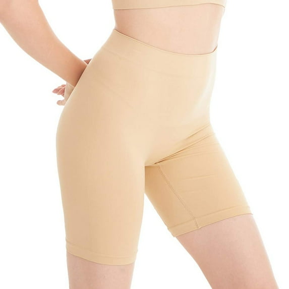 Siilsaa Women's Plus Size Short Leggings Ultra Soft Modal Cotton Shorts Under Dresses Mid Thigh Leggings Pants Beige,3XL