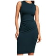 thumbnail image 1 of Siilsaa Women's Retro Ruffle Style Slim Work Pencil Dress Navy,M, 1 of 5