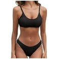 thumbnail image 1 of Siilsaa Women's Ribbed Bikini Sets Scoop Neck Cheeky Swimsuit Textured Two Piece Bathing Suit Black,M, 1 of 5