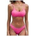 thumbnail image 1 of Siilsaa Women's Ribbed Bikini Sets Scoop Neck Cheeky Swimsuit Textured Two Piece Bathing Suit Hot Pink,L, 1 of 5