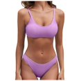 thumbnail image 1 of Siilsaa Women's Ribbed Bikini Sets Scoop Neck Cheeky Swimsuit Textured Two Piece Bathing Suit Purple,S, 1 of 5