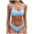 thumbnail image 1 of Siilsaa Women's Ribbed Bikini Sets Scoop Neck Cheeky Swimsuit Textured Two Piece Bathing Suit Sky Blue,S, 1 of 5