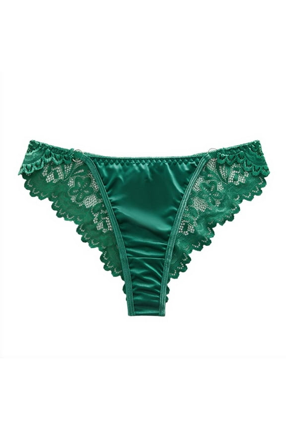 Women's Sexy And Casual Comfortable Solid Color Sexy Lace Thong Bowknot Panties For All Seasons Non Latex Waist Trainer for Women Green,XS