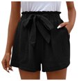 thumbnail image 1 of Siilsaa Women's Shorts Women's Summer Shorts Loose-Fit Elastic Waist Cosy Shorts Casual Beach Shorts with Pockets Black,XL, 1 of 1