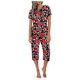 thumbnail image 1 of Siilsaa Women's Sleepwear Capri Pajama Sets Short Sleeve Two-Piece Pjs V Neck Tops & Capri Pants with Pockets Light Blue,M, 1 of 5