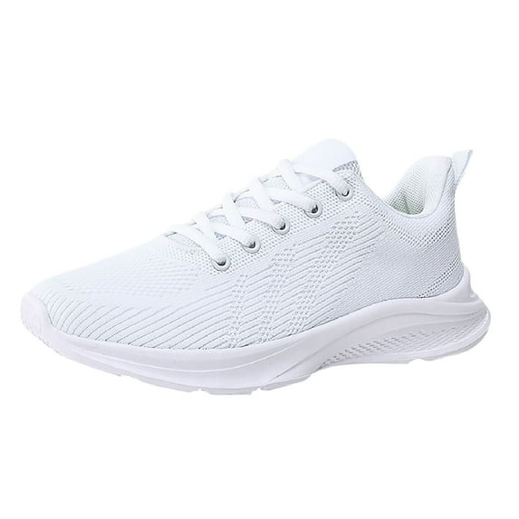 Siilsaa Women's Slip on Loafer Shoes - Mesh Casual Ballet Flat Nurse Walking Sneakers Knit Round Toe Casual Memory Foam Shoes White,7
