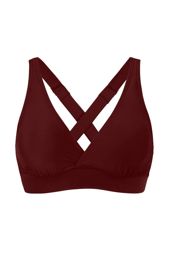 Women's Sporty Adjustable Wide Straps Bikini Top Large Bust Criss Cross Back Supportive Swimsuit Tops Only ,XL