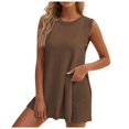 thumbnail image 1 of Siilsaa Women's Summer Sleeveless Sweater Sets Casual Knit Tunic Tops and Shorts 2 Piece Outfits Brown,M, 1 of 4