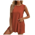 thumbnail image 1 of Siilsaa Women's Summer Sleeveless Sweater Sets Casual Knit Tunic Tops and Shorts 2 Piece Outfits Red,M, 1 of 4