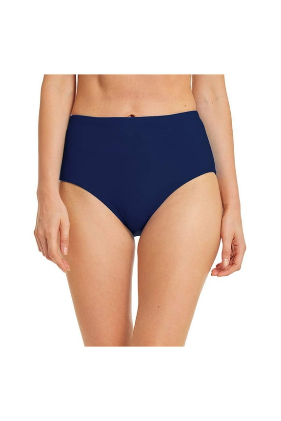 Women's Swim Bottom High Waist Retro Basic Full Coverage Bikini Tankini Swimsuit Briefs Navy,2XL