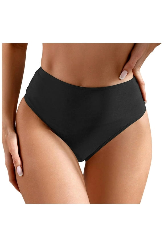Women's Thong Rave Bottoms High Waisted High Cut Bikini Bottoms Black,S