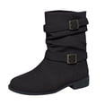thumbnail image 1 of Siilsaa Women's Tie Knot Chelsea Pump Ankle Boots Closed Toe Stacked Heel Booties Shoes Black,6.5, 1 of 5