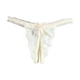 thumbnail image 1 of Siilsaa Women's Underwear Open Sexy Underwear Lace Transparent T Pants Thong High Cut Briefs for Women Beige,L, 1 of 4