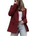 thumbnail image 1 of Siilsaa Womens Blazers Pockets Long Sleeve Open Front Work Office Jackets Lapel Button Long Blazer Suit for Bussiness Red,S, 1 of 4
