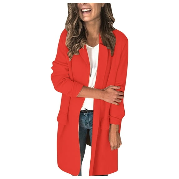 Siilsaa Womens Blazers for Work Casual Women Business Casual Blazer with Lined Professional Work Suit Jacket with Pockets Red,2XL