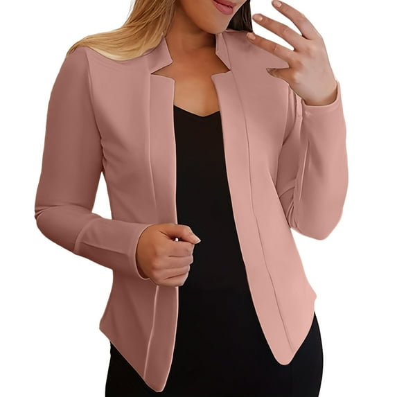 Siilsaa Womens Business Professional Outfits Fall Fashion 2024 Casual Blazers Long Sleeve Open Front Work Suit Office Blazer Jackets with Pockets Pink,XL