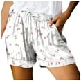 thumbnail image 1 of Siilsaa Womens Casual Shorts Comfy Elastic Waist Drawstring Pocket Shorts Pants White,XL, 1 of 4