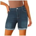 thumbnail image 1 of Siilsaa Womens Casual Shorts Womens Shorts 2024 Comfy Summer Drawstring High Waist Shorts for Women Trendy Dark Blue,L, 1 of 1