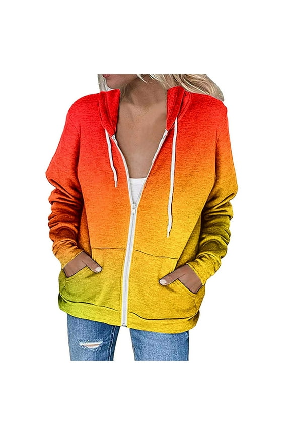 Womens Fall Clothes 2024 Fall Clothes Long Sleeve Open Front Cropped Jacket Orange,M