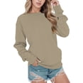 thumbnail image 1 of Siilsaa Womens Hoodie Women Oversized Sweatshirt Crew Neck Long Sleeve Shirt Pullover Top Casual Loose Fit Sweater Khaki,XL, 1 of 4