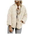 thumbnail image 1 of Siilsaa Womens Jean Jacket Womens Long Sleeve Button Down Plaid Shirts Flannel Hooded Shacket Jacket Hoodie Coats Beige,M, 1 of 5