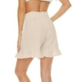 thumbnail image 1 of Siilsaa Womens Linen Shorts High Waisted Wide Leg Drawstring Ruffle Flowy Shorts with Pockets A,2XL, 1 of 5