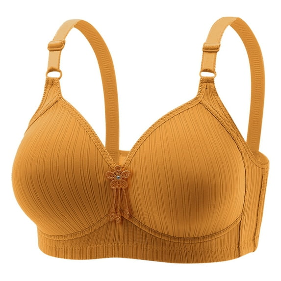 Siilsaa Womens Lingere Women's Sexy Lace Non Padded Mesh Underwire Demi Unlined Balconette Bra Yellow,42