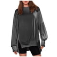 thumbnail image 1 of Siilsaa Womens Oversized Crewneck Sweatshirts Hoodies Fall Outfits Fashion Teen Girls Y2k Winter Clothes Grey,M, 1 of 4