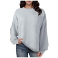 thumbnail image 1 of Siilsaa Womens Oversized Sweatshirt Fall Fashion 2035 Long Sleeve Tops Casual Crewneck Sweatshirts with Pockets Grey,2XL, 1 of 5