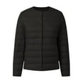 thumbnail image 1 of Siilsaa Womens Puffer Coat Without Hood Buttons Long Sleeve Collarless Lightweight Down Jacket Winter Casual Warm Outwear Black,4XL, 1 of 4