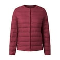 thumbnail image 1 of Siilsaa Womens Puffer Coat Without Hood Buttons Long Sleeve Collarless Lightweight Down Jacket Winter Casual Warm Outwear Red,L, 1 of 4
