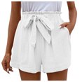 thumbnail image 1 of Siilsaa Womens Shorts Womens Drawstring Shorts Summer Elastic Waist Casual Lightweight with Pockets White,L, 1 of 1