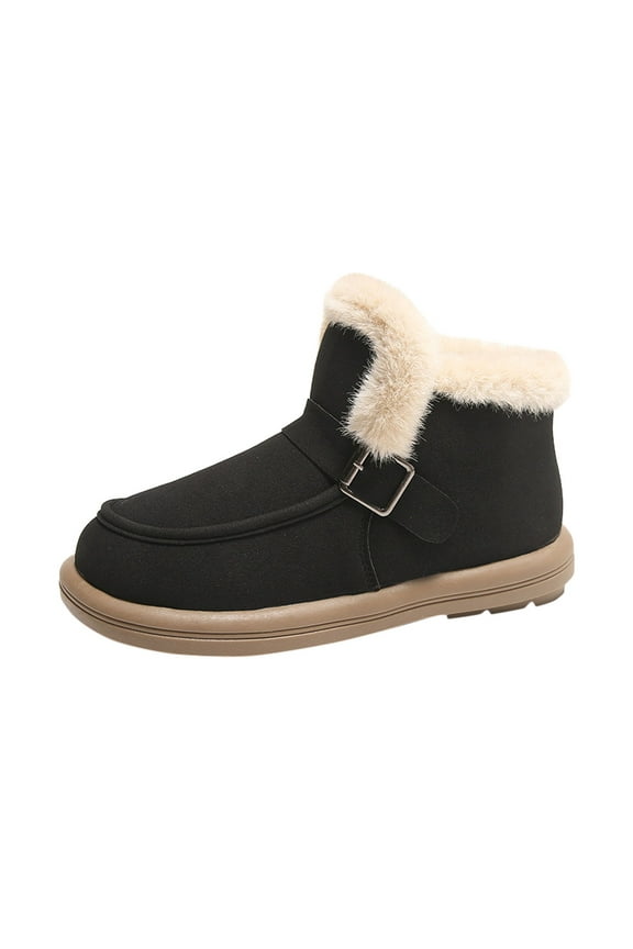 Womens Snow Boots Women's Slip on Winter Boots With Fold Over Warm Winter Booties Black,9