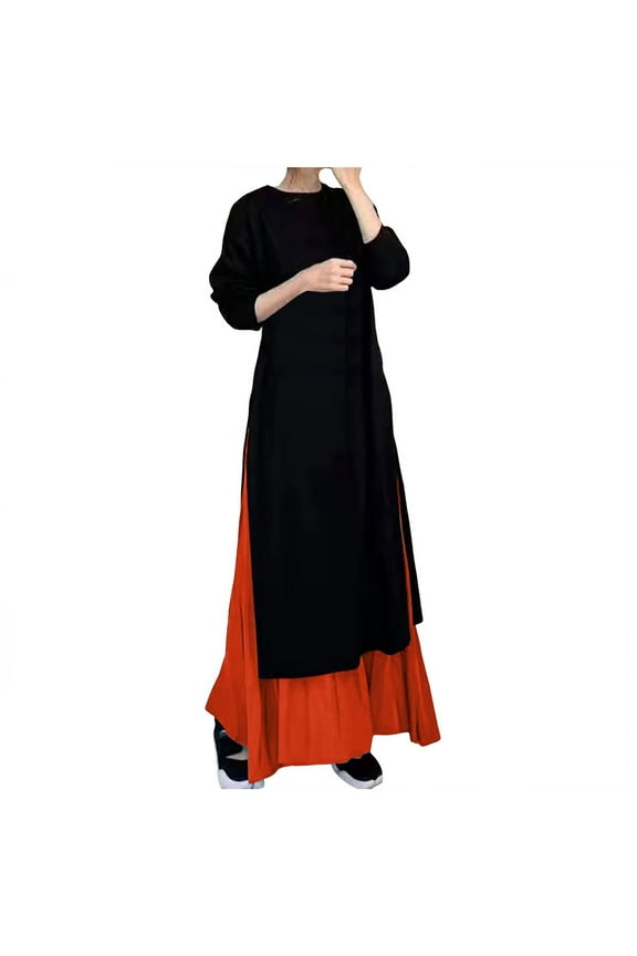 Womens Summer Dresses Women Short Sleeve Loose Plain Casual Long Maxi Dresses Orange,One Size