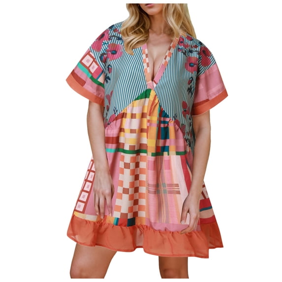 Siilsaa Womens Summer Dresses Women's Summer Casual Dresses Floral Party Dress Blue,L