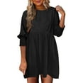 thumbnail image 1 of Siilsaa Womens Summer Tunic Dress Casual Loose Short Sleeve Crew Neck Flowy Swing Mini Shift Dresses Black,L, 1 of 5
