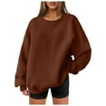 thumbnail image 1 of Siilsaa Womens Sweatshirts Trendy Womens Oversized Sweatshirt Crewneck Long Sleeve Tunic Pollover Shirts Side Zipper Hoodie Sweater 2024 Fall Clothes Brown,2XL, 1 of 5