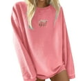 thumbnail image 1 of Siilsaa Womens Sweatshirts Womens Oversized Sweatshirts Pullover Casual Crewneck Long Sleeve Tops Pink,2XL, 1 of 4