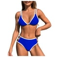 thumbnail image 1 of Siilsaa Womens Swimsuits Womens Swimwear Women 2 Piece Bikini Set High Waisted Color Block Swimsuit 2025 Summer Beach Scrunch Ribbed Bathing Suit Blue,S, 1 of 5