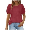 thumbnail image 1 of Siilsaa Womens Tops 2025 Soft Short Sleeve Casual Blouses Shirt Crewneck Fashion Knit Pullover Sweater ,S, 1 of 5