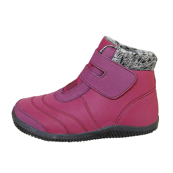 Siilsaa Womens Winter Boots Women's Slip on Winter Boots With Fold Over Warm Winter Booties Hot Pink,7