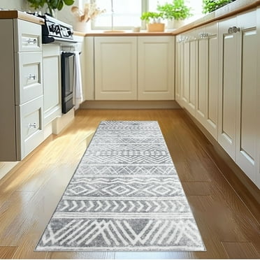 Siiluminisoy Runner Rug for Hallways 2'x6' Washable Runner Area Rug Non-slip,Boho Area Rugs for Kitchen Entryway Bedroom,Foldable,Gray
