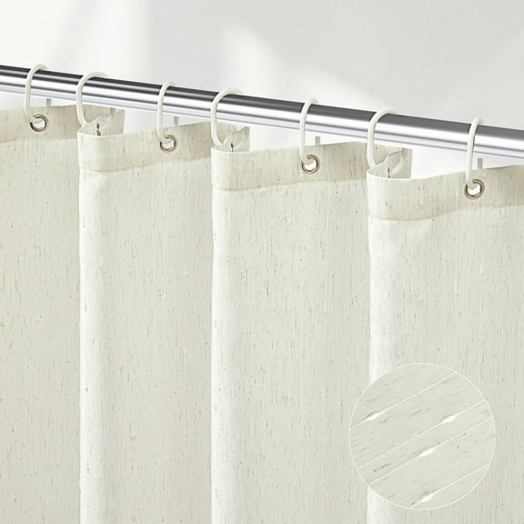 Siiluminisoy Beige Linen Shower Curtain,Water Repellent, Modern Bohemian French Country Thick Bathroom Shower Curtains - , 72x72in