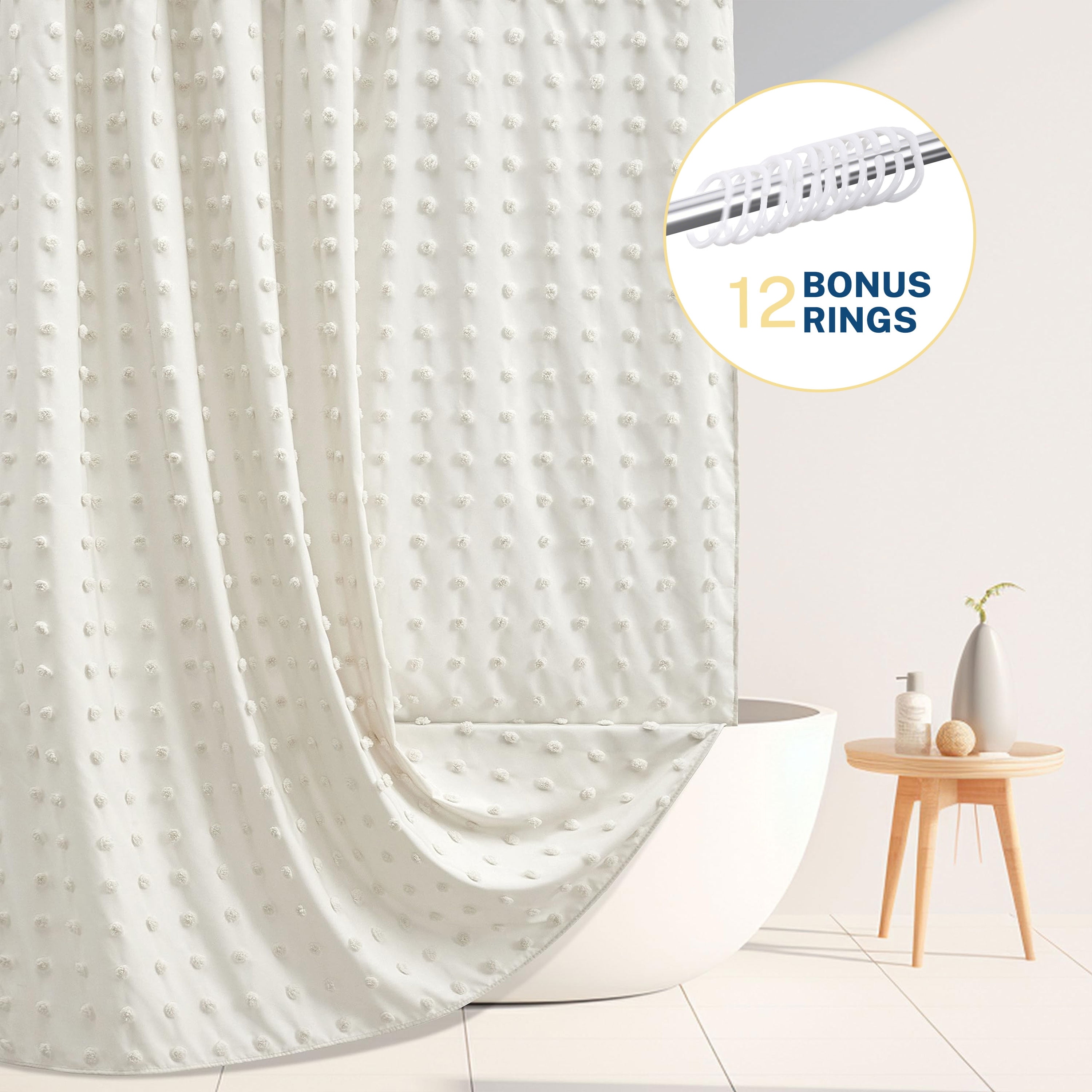 Siiluminisoy Cream Shower Curtains, Heavy-Duty Mold/Mildew-Resistant ...